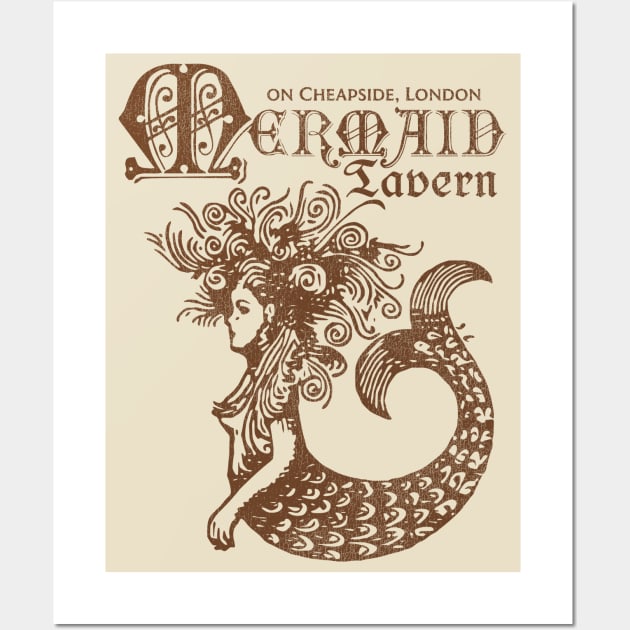 Vintage Defunct Mermaid Tavern London Wall Art by darklordpug